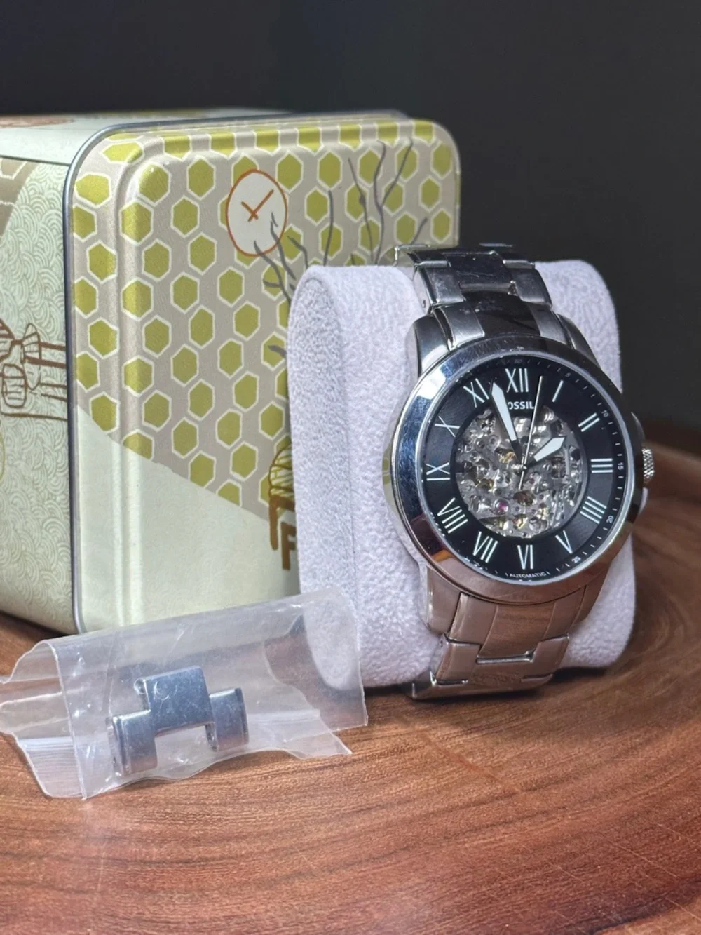 FOSSIL ME3103 Grant Automatic Skeleton Watch + Tin & Extra Link